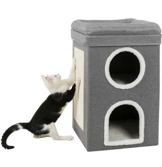 Two-storey house with scratching post and toy size 65*40 cm