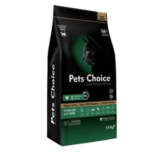 Pets choice 1.5 kg chicken sterillised for sterilised cats with chicken flavour