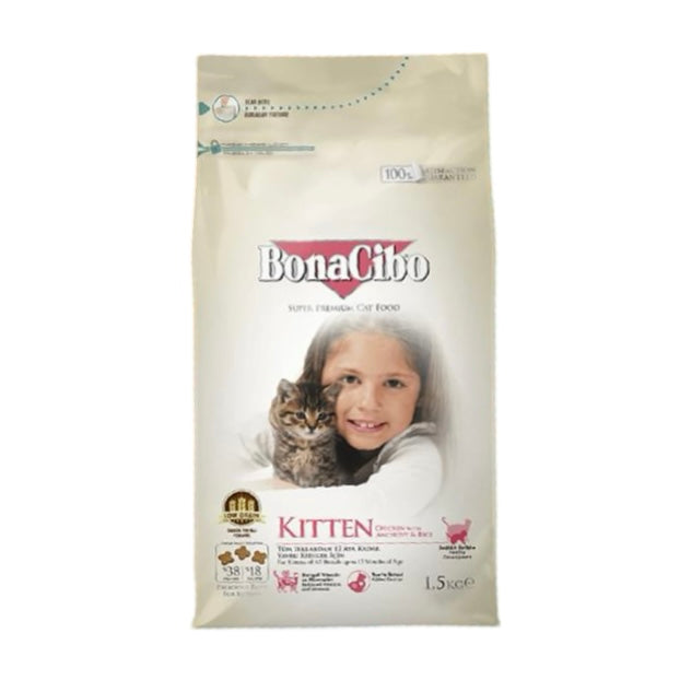 Bonacibo 1.5kg kitten chicken للقطط الصغيرة بنكهة الدجاج