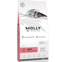 Molly 2kg shiny hair for adult cats salmon flavour