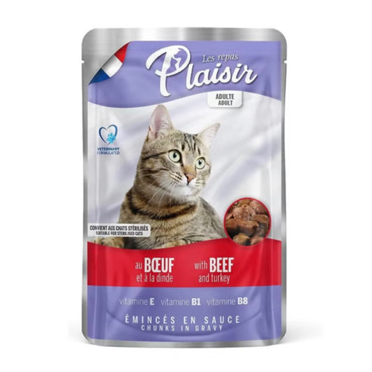 Plaisir pouch 100g beef مغلف بنكهة اللحم