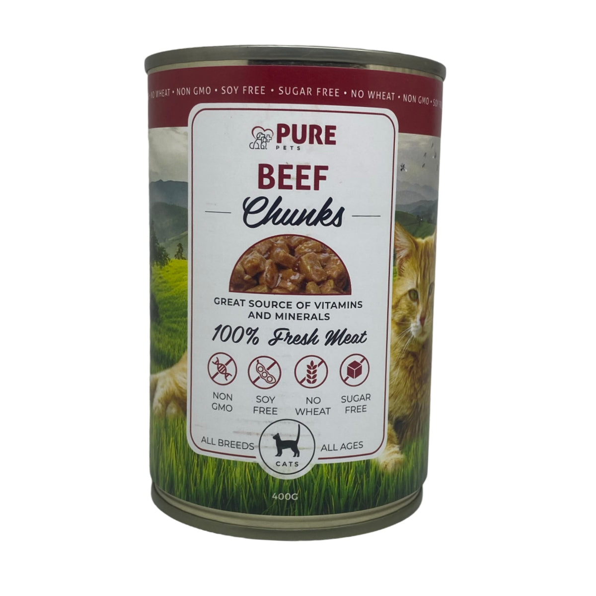 Purepet gravy chunks 400g beef canned chunks in gravy beef flavour