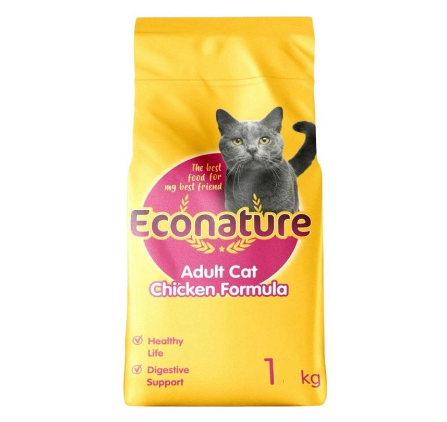 Econature 1kg adult chicken for adult cats with chicken flavour