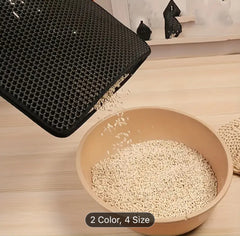 Double Layer Cat Litter Box Mat With Non-slip Backing, Washable Leak Proof Pet Cleaning Mat Cat Litter Trapping Mat