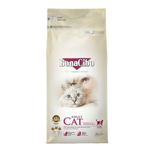 Bonacibo 2kg adult chicken for adult cats with chicken flavour