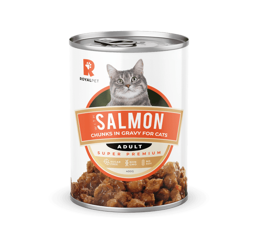 Royalpet gravy chunks 400g salmon معلب قطع بالمرق بنكهة السالمون