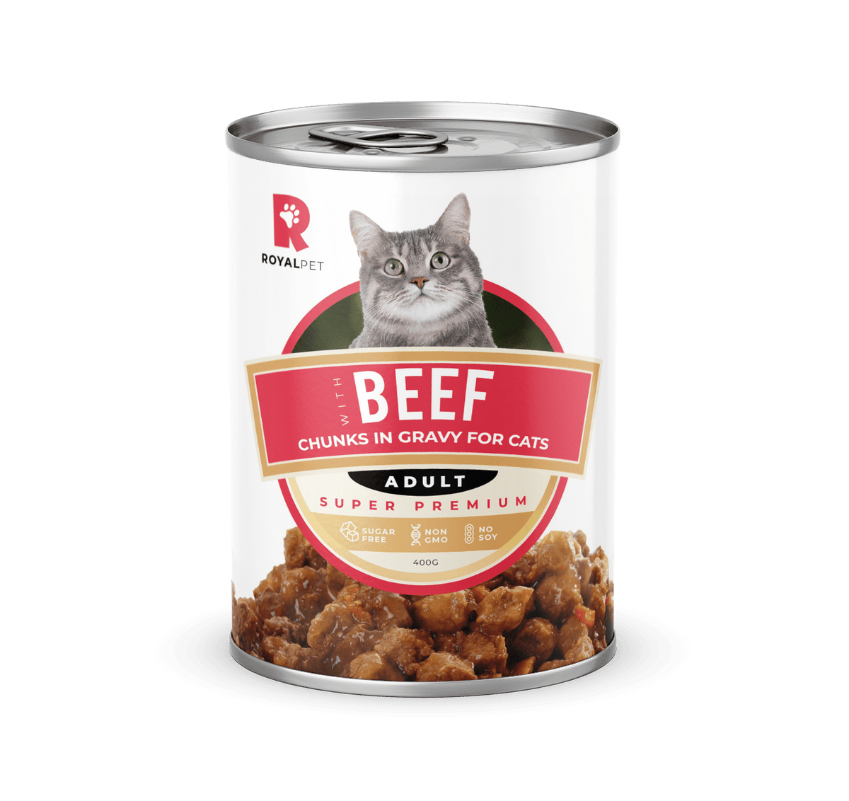 Royalpet gravy chunks 400g beef canned chunks in gravy with beef flavour