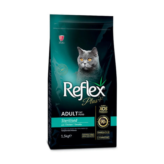 Reflex plus 1.5 kg sterillised chicken للقطط المعقمة بنكهة الدجاج