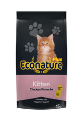 Econature plus 15kg kitten chicken شوال للقطط الصغيرة دجاج